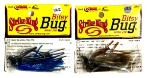 SET OF 2 Strike King 1/4oz Bitsy Bug Mini Jig One Black Blue One Watermelon Seed - Picture 1 of 21