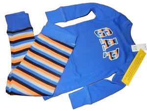 8T NWT 4 BABY GAP Logo Snug Fit Long Sleeve Shirt & Striped Pants Pajamas Set - Picture 1 of 5