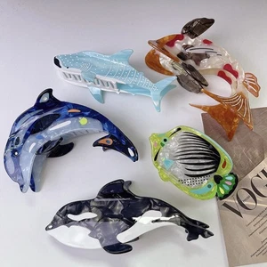 Ocean Animal Hair Gripper Acetate Shark Hair Claw Hair Clip  Makeup - Picture 1 of 29