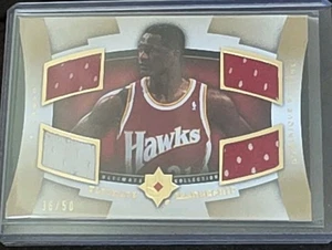 2007 ULTIMATE DOMINIQUE WILKINS QUAD GAME WORN JERSEY /50 HAWKS - Picture 1 of 2