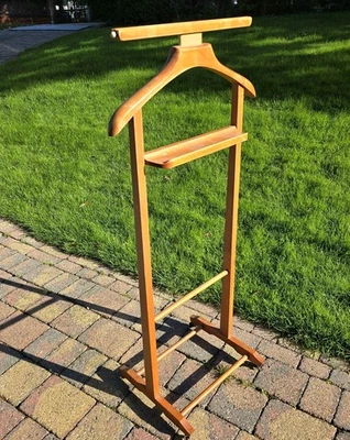 Vintage Brevetatto Italian Valet Butler Wooden Stand Castor Wheels - Image 1 of 4