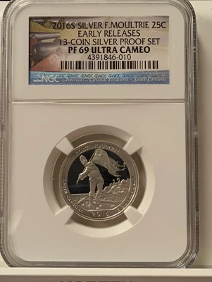 2016 S 25c Silver F. Moultrie Quarter ~ NGC PF 69 ULTRA CAMEO - Image 1 of 2
