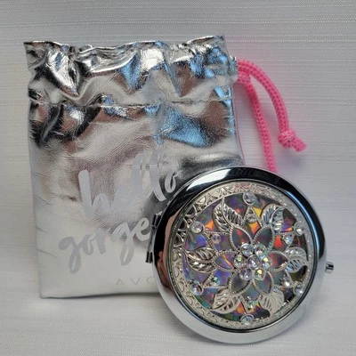 Avon Bejeweled зеркало компактный Hello шикарный! в серебряном мешочке - Изображение 1 из 4