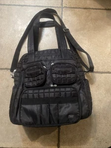 Lug Puddle Jumper Convertible Quilted Tote Diaper Bag Black Travel EUC - Picture 1 of 20