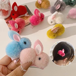 Pinzas para el cabello para niños lindas horquilla de conejo felpa invierno niñas accesorios para el cabello prendas para la cabeza - Imagen 1 de 16