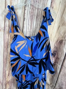 C&E Pagliaccetto Blu e Arancione Tropicale Floreale Cravatta Spaghetti Cinghie Taglia S - Foto 1 di 11
