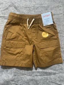 Cat & Jack Boys Brown Cargo Shorts  XS(4/5) Pockets Flexible Drawstring NWT 0279 - Picture 1 of 9
