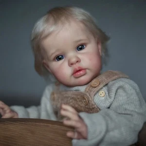 Bemalte Reborn Baby Puppe 22 Zoll süßes Kleinkind Mädchen handgerootetes Haar Stoff Körper Geschenk - Bild 1 von 7