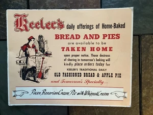 Vintage Keeler's Restaurant, Albany, New York Papp Werbeschild, Brot - Bild 1 von 2