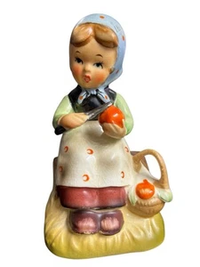 Estatuilla de cerámica pintada vintage Erich Stauffer “Apple Pairing” Japón Arnart - Imagen 1 de 11