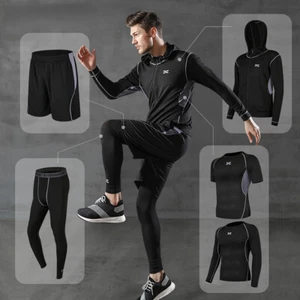 5 Pcs/Set Men's Tracksuit Gym Fitness Compression Sports Running Jogging Wear - Picture 1 of 20