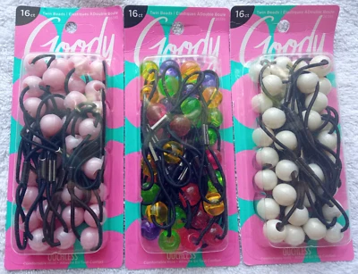 16 Goody Twin Bead Ponytailer Hair Bands Elastics Pearly Pink White Multi Color - Image 1 of 4