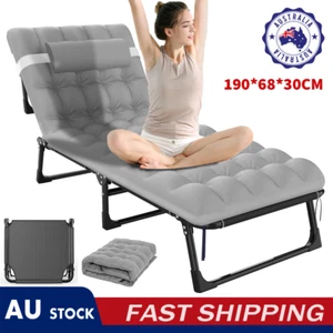 AU Reclining Bed Lounge Sun Beach Chair Outdoor Folding Camping Tanning Deck - Picture 1 of 12