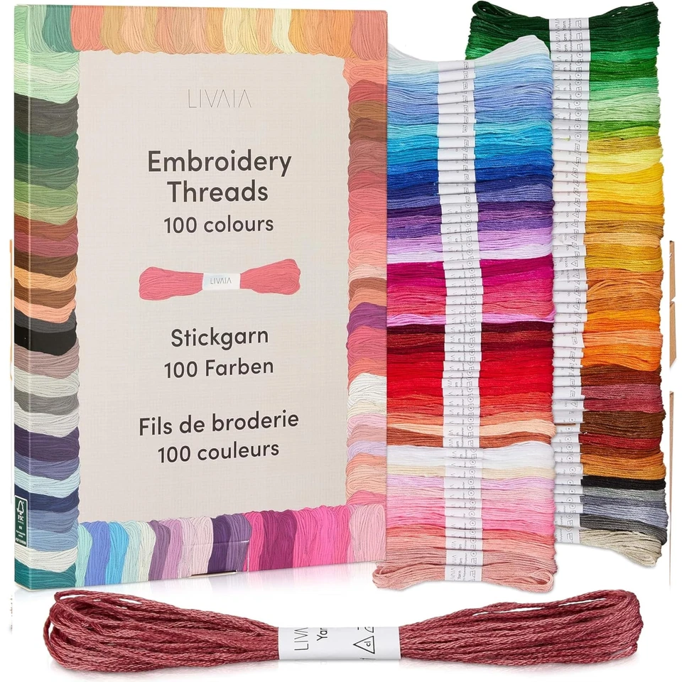 Stickgarn Set 100 Farben je 5 Meter Schönes Garn zum Sticken Knüpfen Flechten... - Bild 1 von 4