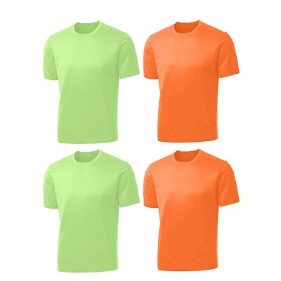 4 Pack High Visibility Dry Fit Poly Short Sleeve T-Shirt Polyester Workwear Tee - Image 1 of 4