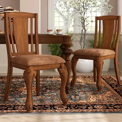 Brand New Dominey Upholstered Slat Back Side Chair in Brown Cherry $1200 FLI23 - Image 1 of 2