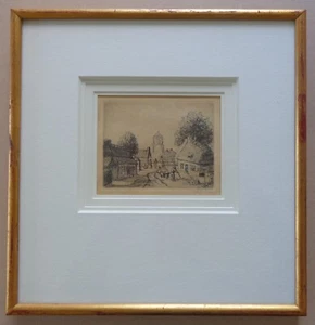 JAKOB SMITS (1855-1928) / KEMPISCH DORP II / ZW-W ETS / 37x36cm / KADER / SIG - Photo 1/5