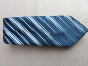 Vintage St Michael Blue Tie - COLD RINSE striped Made in UK - Picture 1 of 3