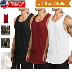Men's 3 Pack Quick Dry Sleeveless Gym Tank Tops - Soft & Lightweight Fit - Picture 1 of 10