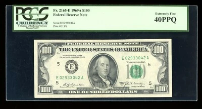 DBR 1969-A $100 FRN Richmond Fr. 2165-E PCGS XF-40 PPQ Serial E02933042A - Image 1 of 2