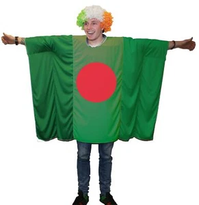 Adults Bangladesh National Flag Poncho Patriotic Supporters Fancy Dress Costume - Picture 1 of 1