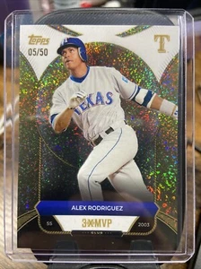 2025 Topps Welcome to the Club "3X MVP" Gold Stardust Alex Rodriguez /50 Rangers - Bild 1 von 2