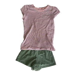 OshKosh Orange Gray Striped T- Shirt Green Gap Shorts Set Girls Size 4 - Picture 1 of 7