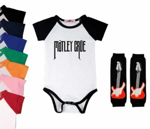 Motley Crue Baby Bodysuit Bloomers Headband Leg Warmers Set | 7 Color Choices - Picture 1 of 2