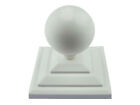 Linic 8 x White Round Sphere Fence Top Finial + 4&quot; Fence Post Cap UK Made GT0035