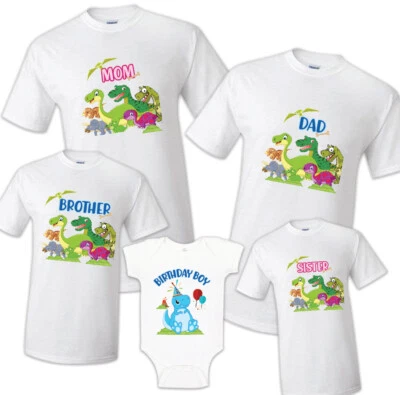 Dinosaur t shirt Birthday Matching Party Family Kid Tshirt Mom, dad, sister 2 - Image 1 of 4
