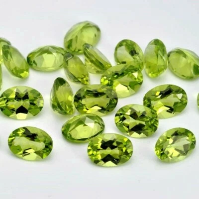Großhandel Menge 9x7mm Oval Facettiert Natürlicher Peridot Lose Kalibriert Ed... - Bild 1 von 3