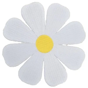 Extra Large Daisy Applique Patch - White Yellow Flower Bloom Badge 4" (Iron on) - Picture 1 of 1