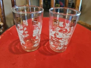 Vintage Anchor Hocking Hibiscus 3.75 Tall Set Of 2 Juice Glasses - Picture 1 of 4