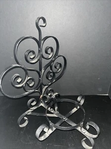 Vtg Wrought Iron Scroll plant stand 14”x12” Gothic Spanish Revival - Picture 1 of 5