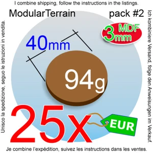 25x 3mm MDF 40mm Round Base Socle Rond War Hammer 40k Infinity Age Of Sigmar - Foto 1 di 7