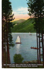 Vintage Postcard CO Rocky Mountain National Park Grand Lake Sailboat -484