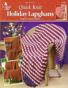 NEW QUICK KNIT HOLIDAY LAPGHANS 5 BEAUTIFUL DESIGNS - Picture 1 of 2