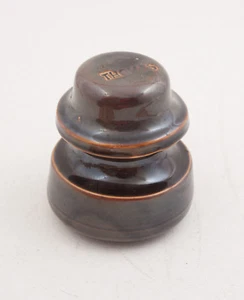 Thomas Brown Ceramic Threaded Insulator Chipped (D2L) Power Line Telegraph - Picture 1 of 8
