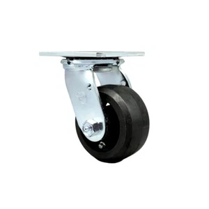 4 Inch Rubber on Steel Swivel Caster with Roller Bearing and Swivel Lock SCC - Picture 1 of 5