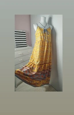 Robe Longue  Été Jaune A Fleurs Multicolores Femme Taille 38 , M 💛 - Photo 1/4
