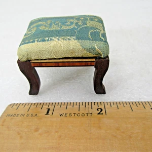 vtg dollhouse FOOT STOOL Ottoman Columbia Victorian 1:12 inlaid wood - Picture 1 of 6