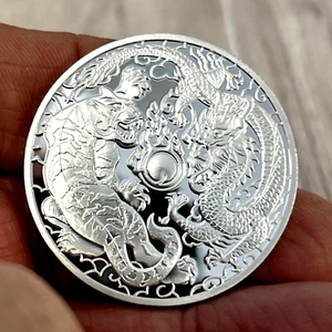 Golf Ball Marker Metal Feng Shui Chinese Holy Loong & Bagua Tiger Divination - Picture 1 of 6
