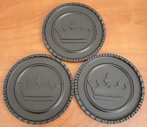 Large Jumbo LOT OF 3 OVERSIZED Checkers Game Replacement Pieces 5.5" BLACK crown - Picture 1 of 5