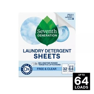 Seventh Generation Laundry Detergent Sheets - Free & Clear - 32ct - Picture 1 of 5