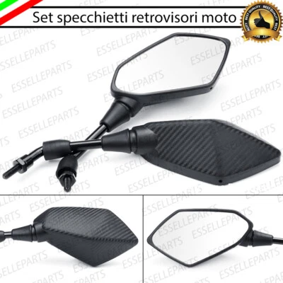COPPIA SPECCHIETTI RETROVISORI MOTO CROSS SCOOTER CUSTOM CARBON LOOK M8 / M10 - Immagine 1 di 4