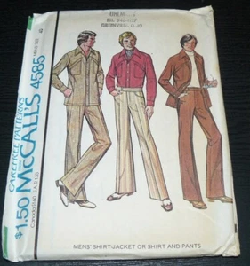 Vintage 1970s McCalls Sewing Pattern #4585 Mens Shirt Jacket Pants Size 40 Uncut - Imagen 1 de 2