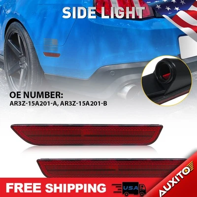 Para Mustang Ford 2010-2014 Lente Rojo LED Trasero Parachoques Lateral Luces Marcadoras Rojo 2 Piezas Foto 1 de 4