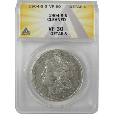 1904 S Morgan Dollar VF 30 Details ANACS Silver $1 Coin SKU:I21160 - Image 1 of 4