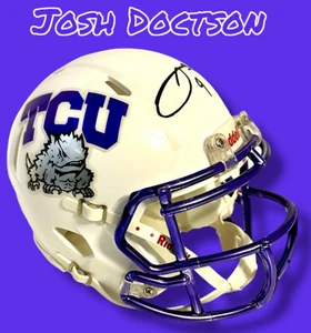 JOSH DOCTSON AUTOGRAPHED SIGNED TCU HORNED FROGS CHROME MINI HELMET BECKETT BAS - Picture 1 of 6