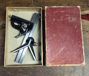 Vtg. L.S. Starrett No. 11, 6" Combination Square, w Fluid Level. w Box, VG Cond - Picture 1 of 11